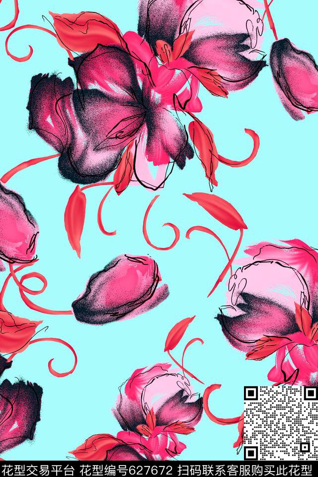 花卉数码印花华亿平台下载（图片编号: 627672） - 瓦栏（Walan）