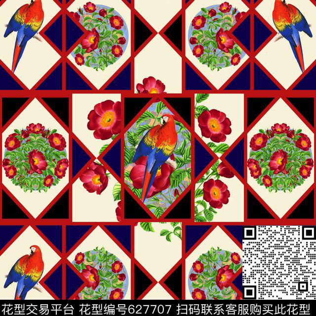 花朵鸟数码印花华亿平台下载（图片编号: 627707） - 瓦栏（Walan）