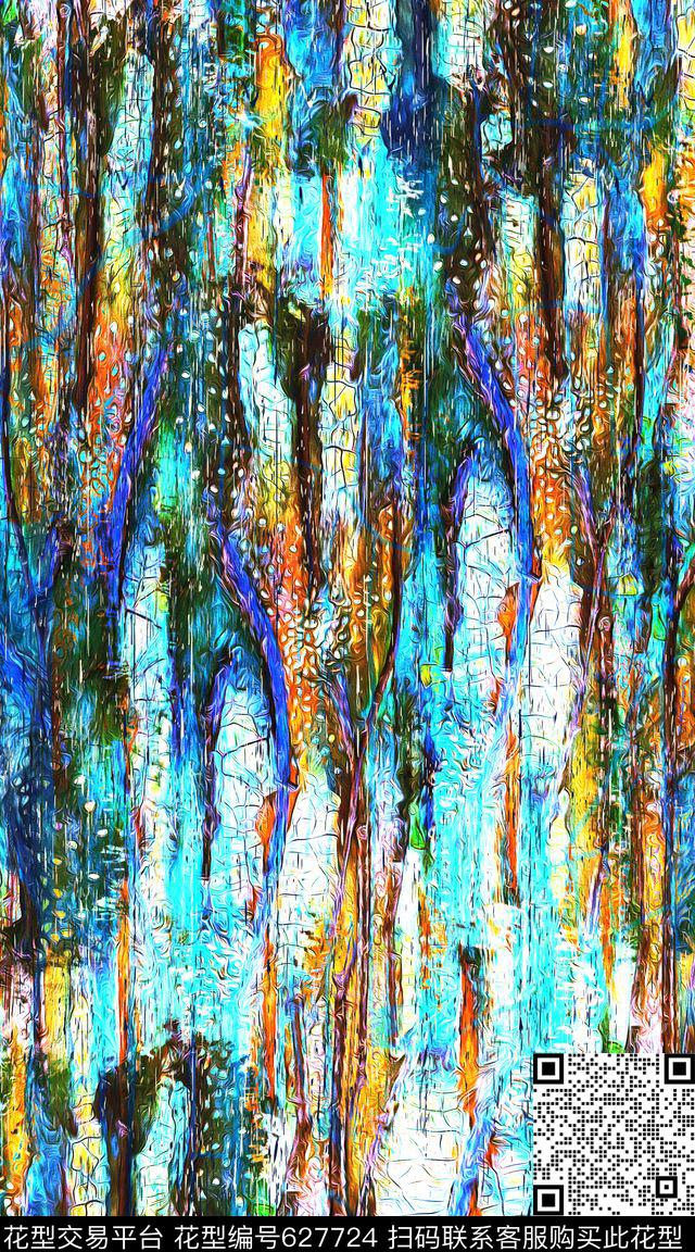抽象炫彩素雅水彩油画数码印花华亿平台下载（图片编号: 627724） - 瓦栏（Walan）