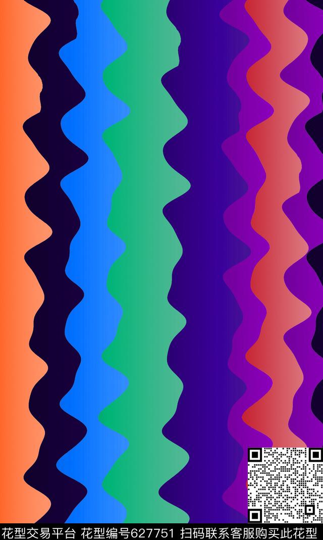 曲线波浪条纹条纹传统印花华亿平台下载（图片编号: 627751） - 瓦栏（Walan）