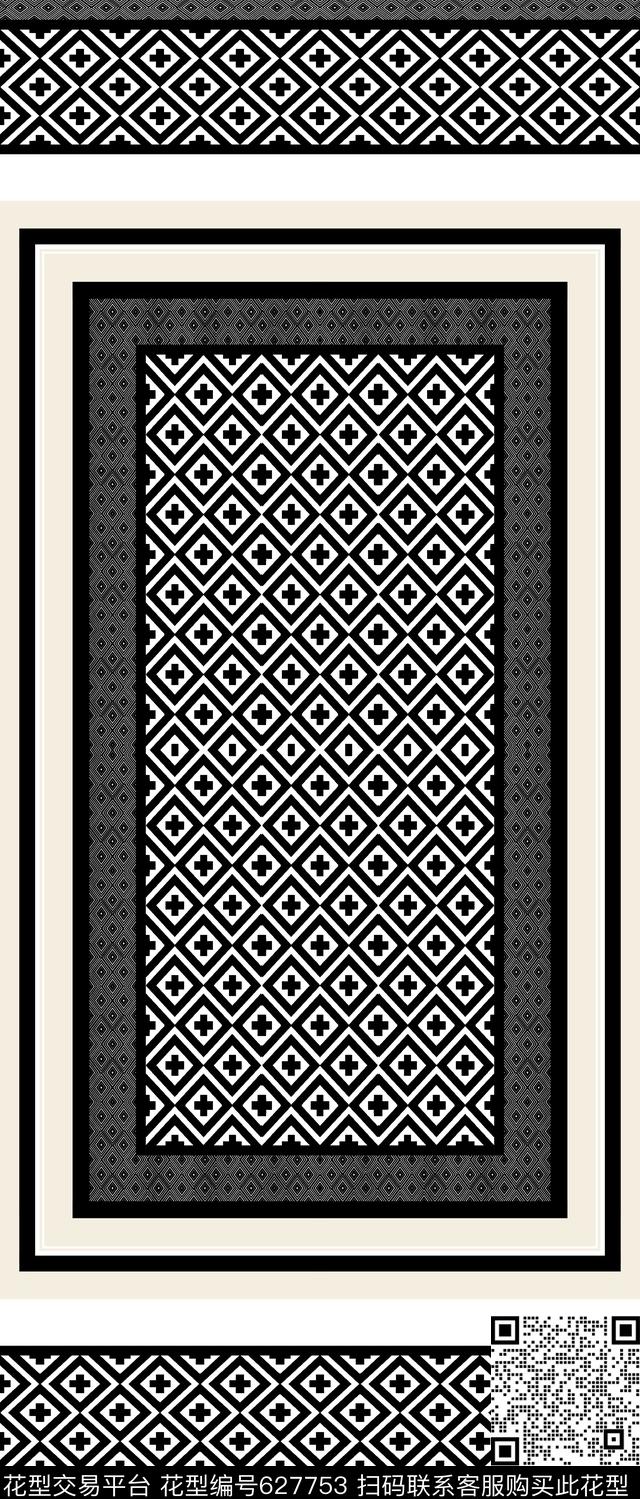 定位黑白蕾丝传统印花华亿平台下载（图片编号: 627753） - 瓦栏（Walan）