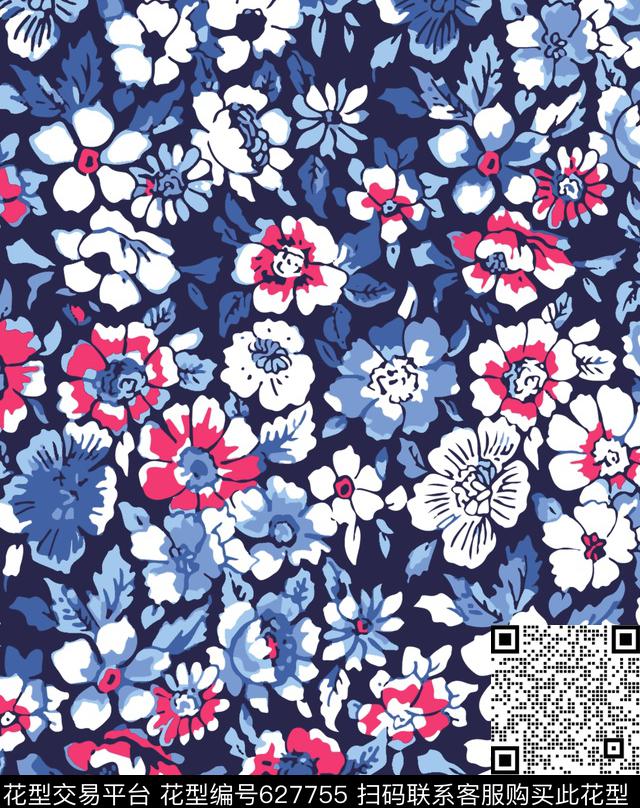 小碎花花朵花卉传统印花华亿平台下载（图片编号: 627755） - 瓦栏（Walan）