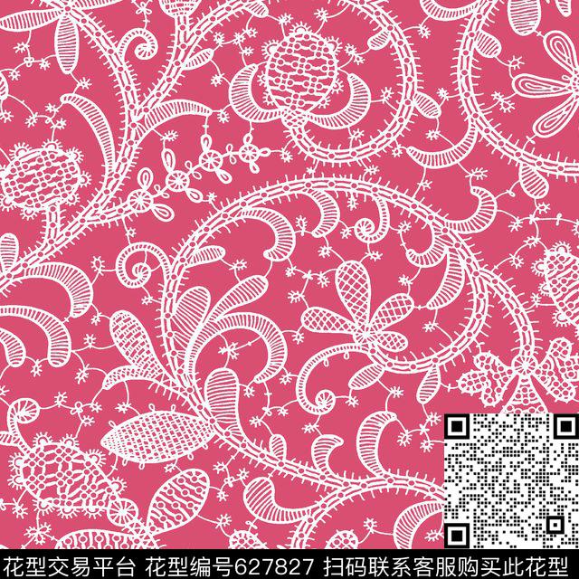 花朵花卉蕾丝传统印花华亿平台下载（图片编号: 627827） - 瓦栏（Walan）