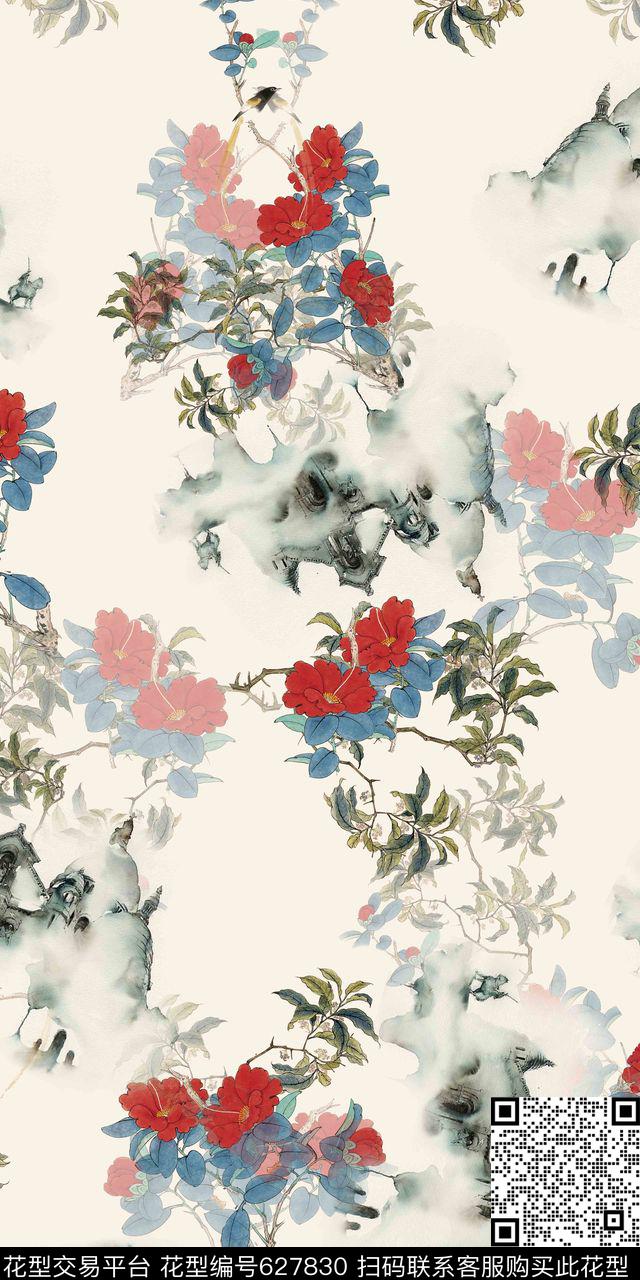 中国风水墨数码印花华亿平台下载（图片编号: 627830） - 瓦栏（Walan）