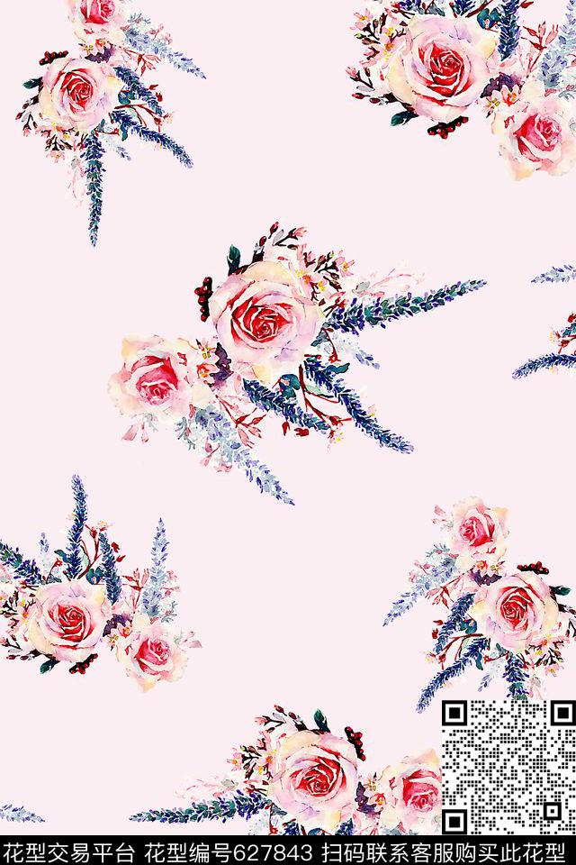 花朵手绘花卉数码印花华亿平台下载（图片编号: 627843） - 瓦栏（Walan）