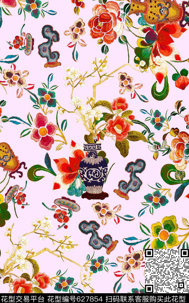 花朵绣花刺绣数码印花华亿平台下载（图片编号: 627854） - 瓦栏（Walan）