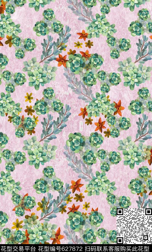 手绘水彩植物花卉花卉花丛数码印花华亿平台下载（图片编号: 627872） - 瓦栏（Walan）