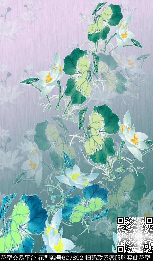花卉花丛手绘水彩植物花卉数码印花华亿平台下载（图片编号: 627892） - 瓦栏（Walan）