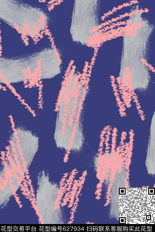 手绘水墨笔刷痕迹。2017年女装风衣华亿平台欧风传统印花华亿平台下载（图片编号: 627934） - 瓦栏（Walan）