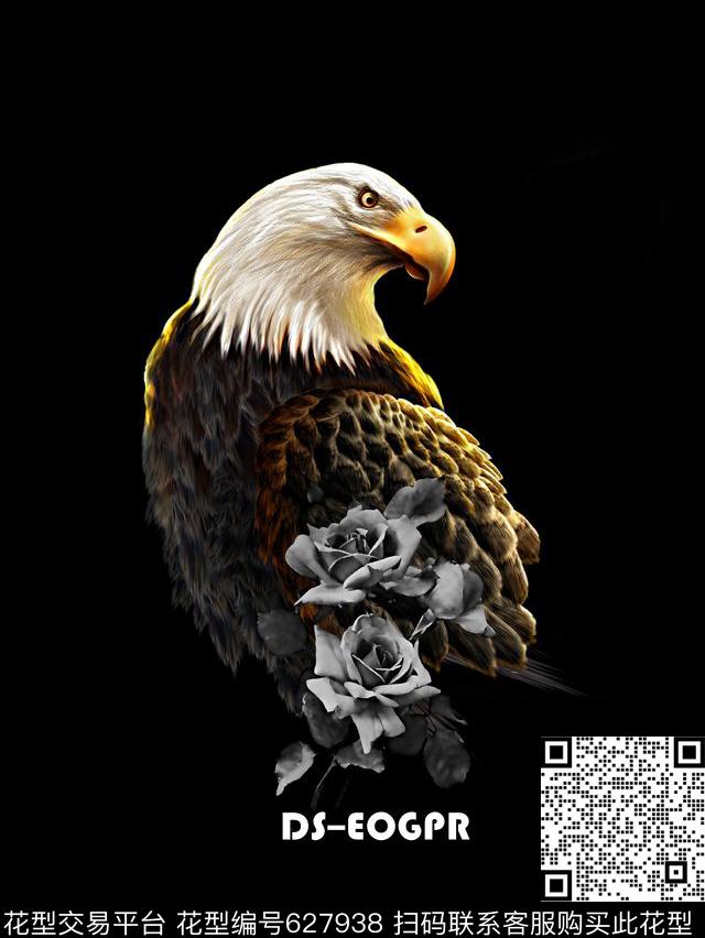 老鹰花卉男装T恤数码印花华亿平台下载（图片编号: 627938） - 瓦栏（Walan）