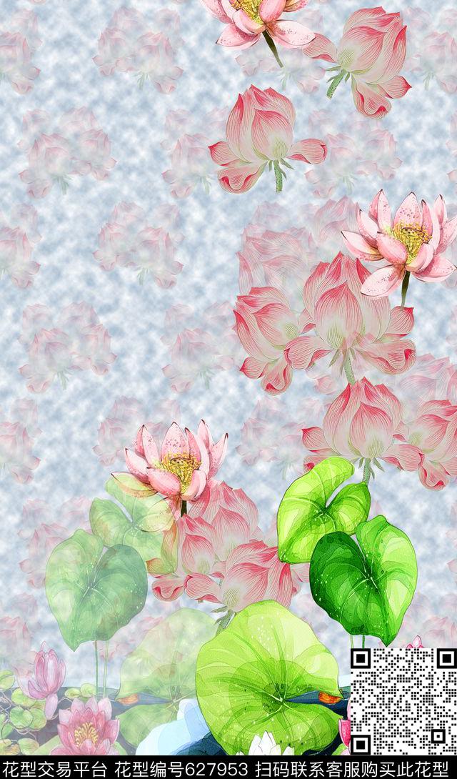 花卉花丛手绘水彩植物花卉数码印花华亿平台下载（图片编号: 627953） - 瓦栏（Walan）