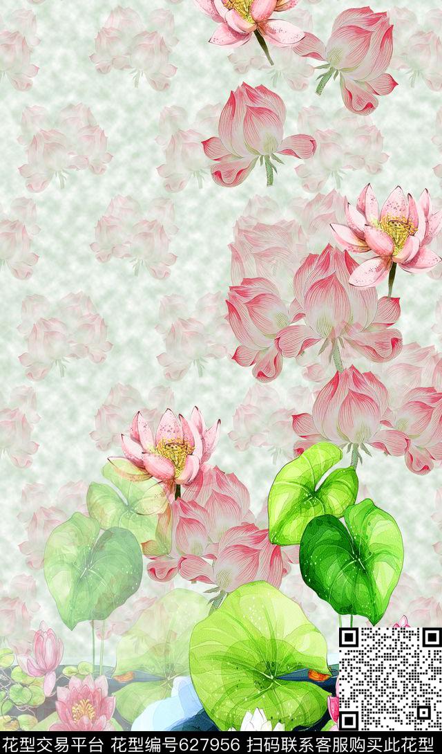 花卉花丛手绘水彩植物花卉数码印花华亿平台下载（图片编号: 627956） - 瓦栏（Walan）