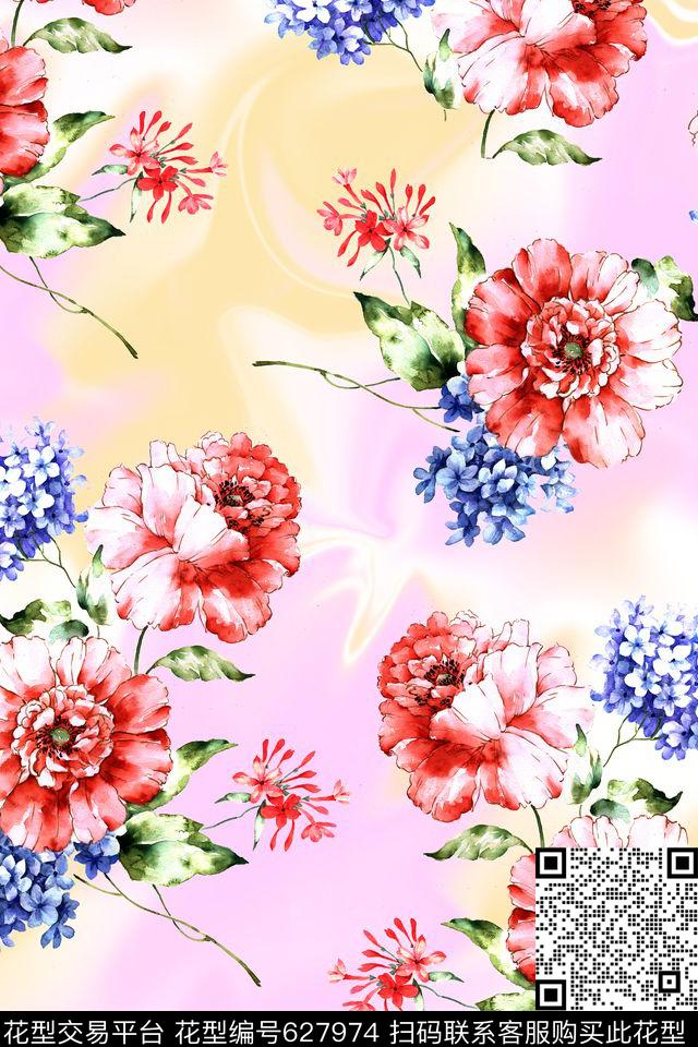 花卉数码印花华亿平台下载（图片编号: 627974） - 瓦栏（Walan）
