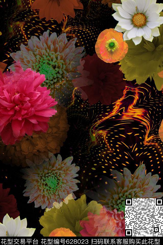 花卉数码科技感数码印花华亿平台下载（图片编号: 628023） - 瓦栏（Walan）