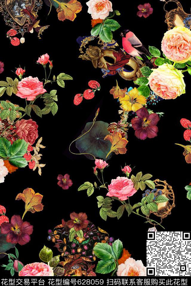 欧式宫廷风油画花卉数码印花华亿平台下载（图片编号: 628059） - 瓦栏（Walan）