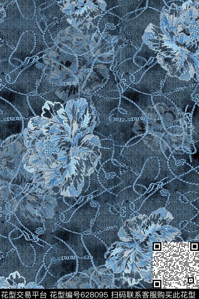 女装抽象花卉刺绣数码印花华亿平台下载（图片编号: 628095） - 瓦栏（Walan）