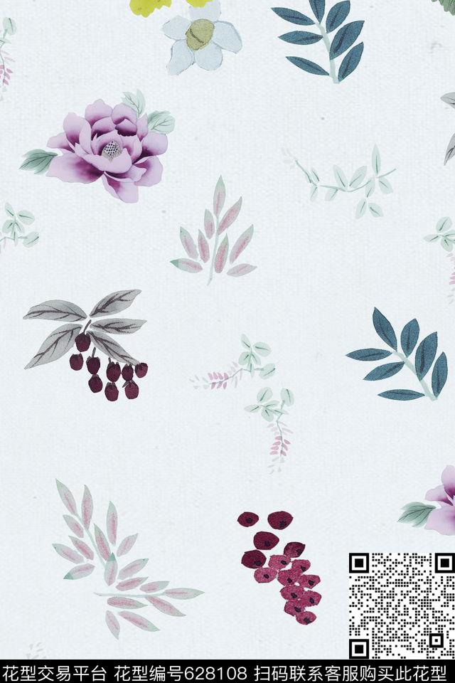 花朵花卉碎花数码印花华亿平台下载（图片编号: 628108） - 瓦栏（Walan）