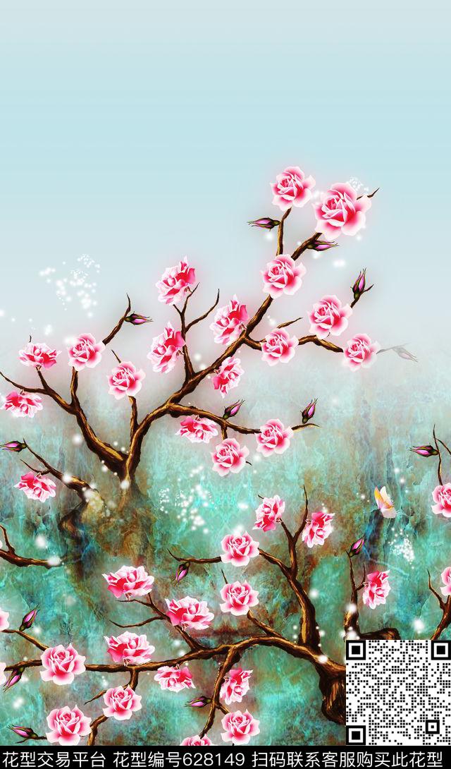 素雅唯美中国风数码印花华亿平台下载（图片编号: 628149） - 瓦栏（Walan）