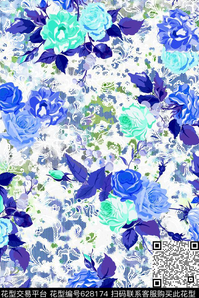 女装艺术花卉花卉植物数码印花华亿平台下载（图片编号: 628174） - 瓦栏（Walan）