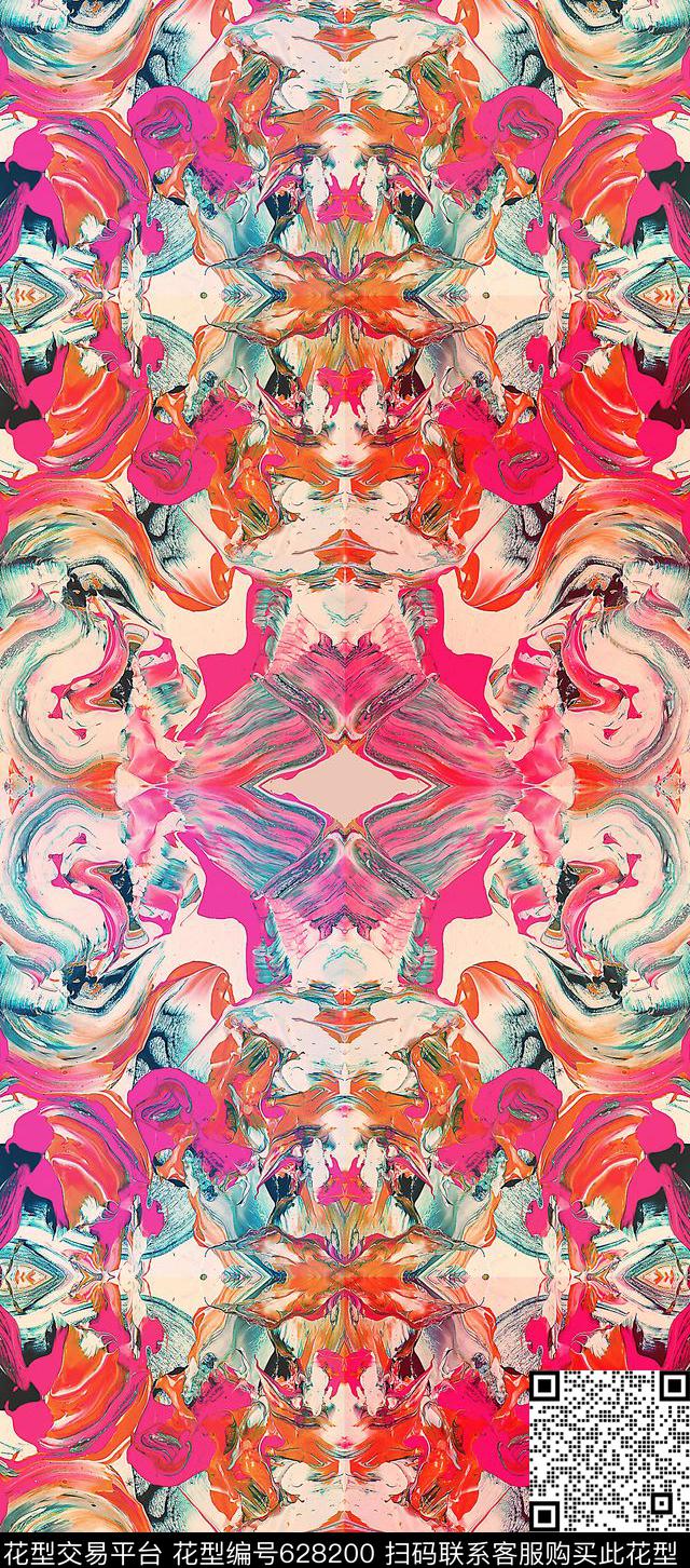 笔刷大理石笔触数码印花华亿平台下载（图片编号: 628200） - 瓦栏（Walan）