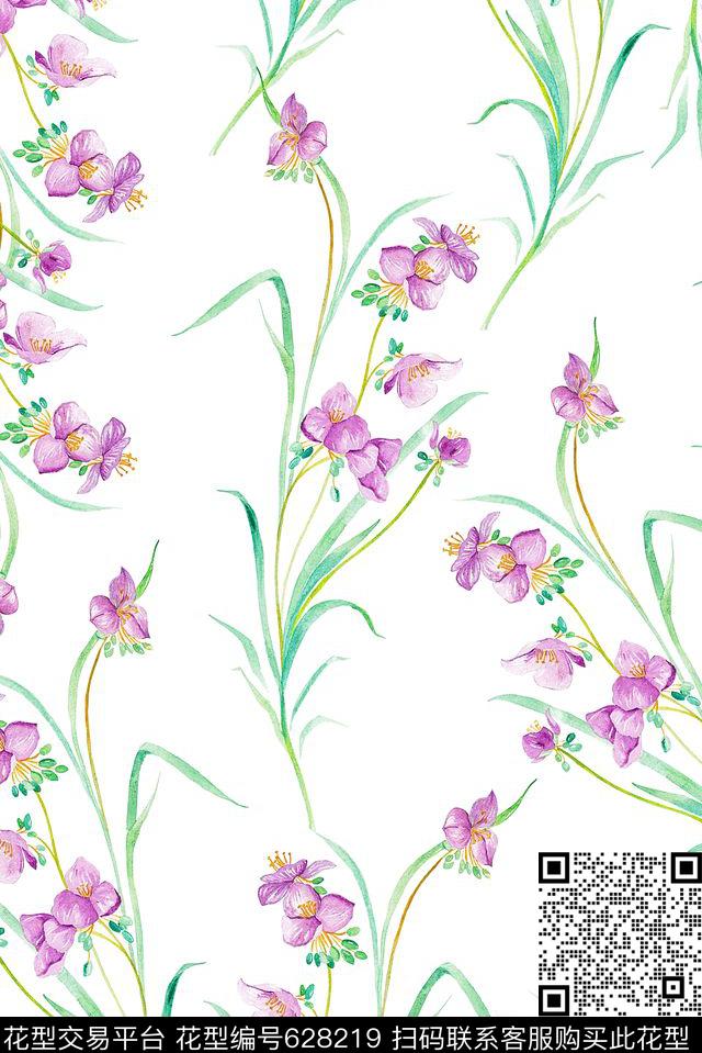 时尚流行植物花卉清爽柔和系列抽象手绘水彩画植物花卉数码印花时尚了女装裙子丝巾数码印花数码印花华亿平台下载（图片编号: 628219） - 瓦栏（Walan）