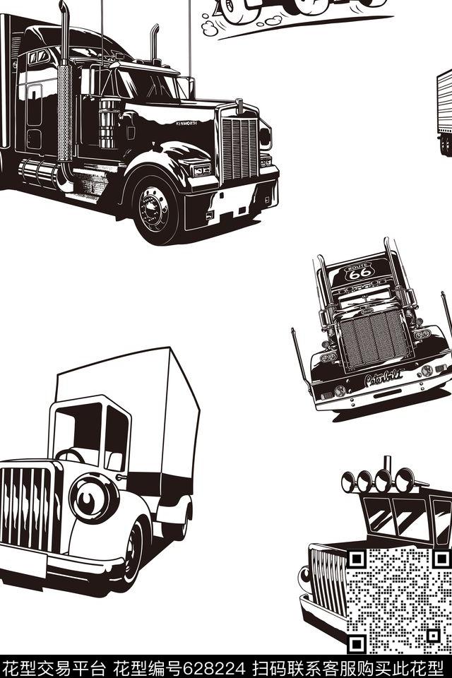 奇趣老司机卡通传统印花华亿平台下载（图片编号: 628224） - 瓦栏（Walan）