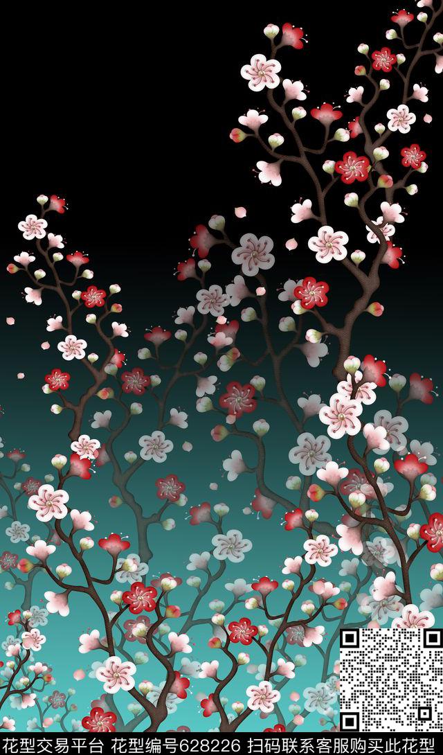 植物花卉花卉花丛手绘水彩数码印花华亿平台下载（图片编号: 628226） - 瓦栏（Walan）