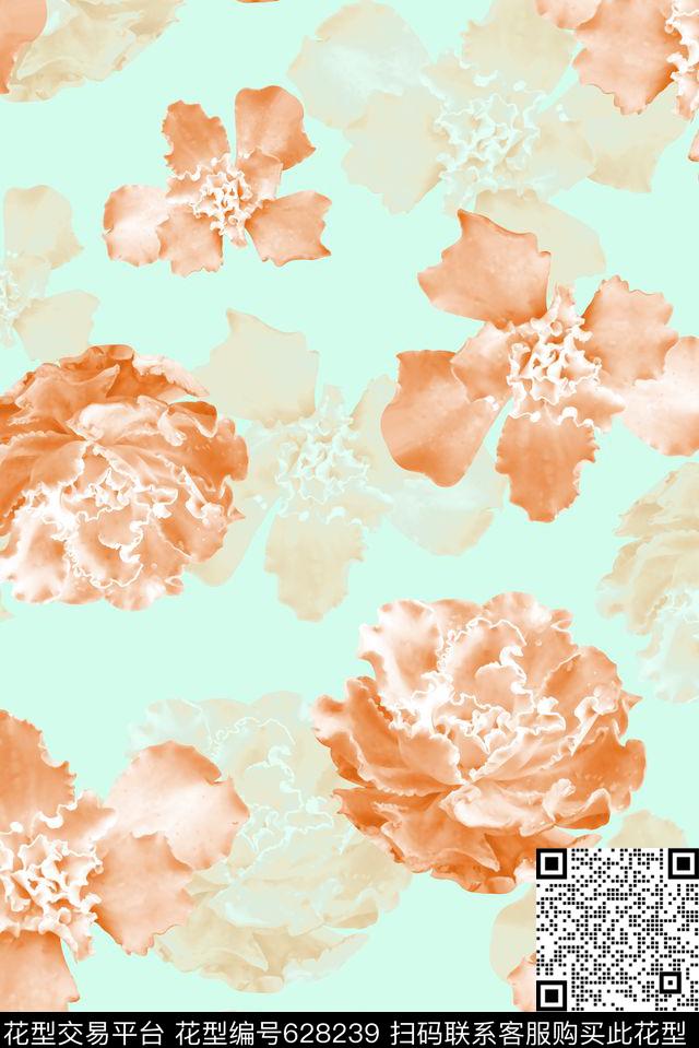 抽象手绘满版多肉植物最新高清数码花卉清爽花卉数码印花华亿平台下载（图片编号: 628239） - 瓦栏（Walan）