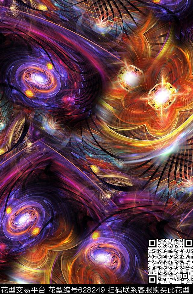 时尚抽象几何分形艳丽女装印花时尚大牌潮流数码印花星空几何外套围巾梭织印花数码印花华亿平台下载（图片编号: 628249） - 瓦栏（Walan）