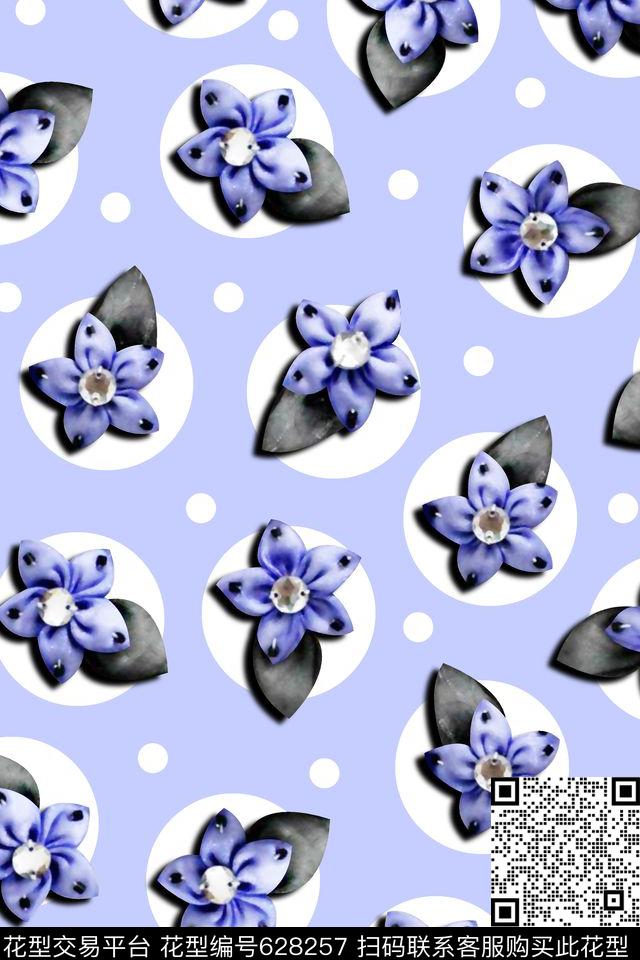 抽象手绘满版花卉波点最新高清数码清爽花卉数码印花华亿平台下载（图片编号: 628257） - 瓦栏（Walan）
