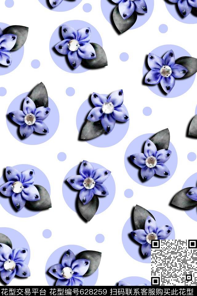 抽象手绘满版花卉波点最新高清数码清爽花卉数码印花华亿平台下载（图片编号: 628259） - 瓦栏（Walan）