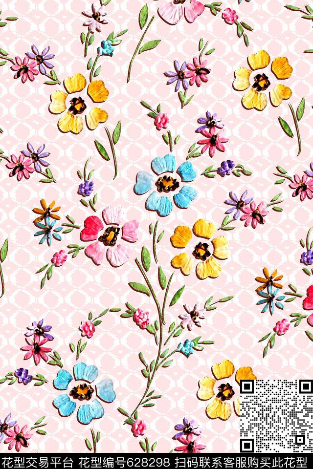 抽象手绘满版刺绣最新高清数码花卉蕾丝纹理数码印花华亿平台下载（图片编号: 628298） - 瓦栏（Walan）