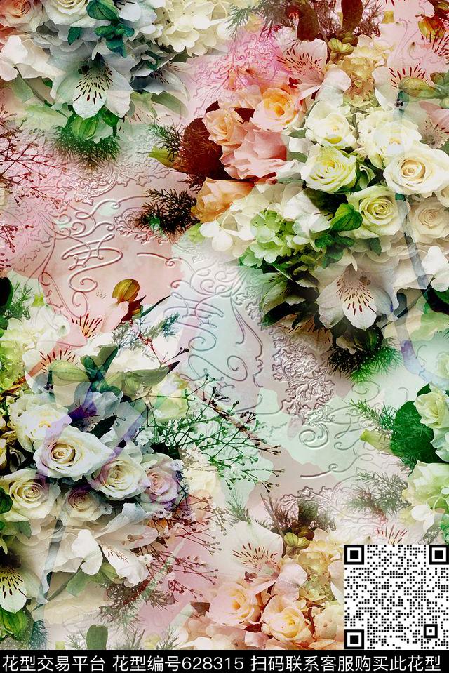花卉水彩花卉数码印花华亿平台下载（图片编号: 628315） - 瓦栏（Walan）
