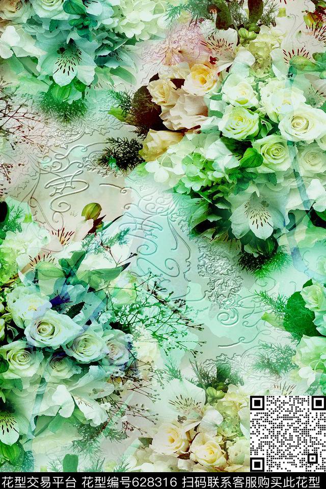 花卉水彩花卉数码印花华亿平台下载（图片编号: 628316） - 瓦栏（Walan）