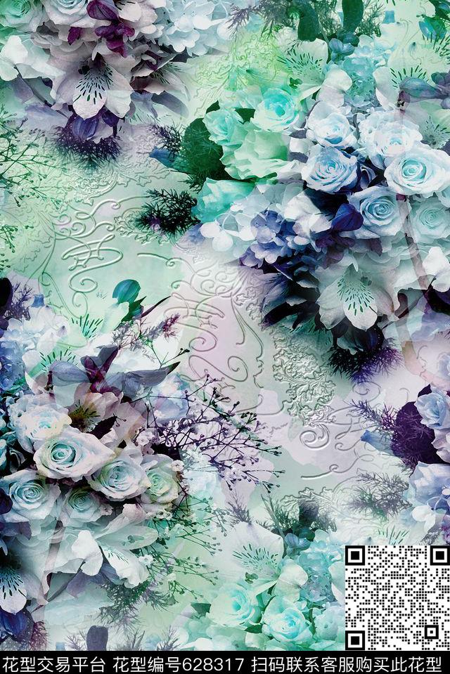 花卉水彩花卉数码印花华亿平台下载（图片编号: 628317） - 瓦栏（Walan）