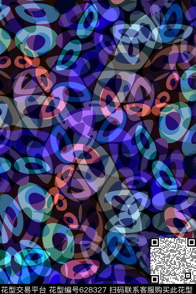 不规则几何波点圆圈数码印花华亿平台下载（图片编号: 628327） - 瓦栏（Walan）