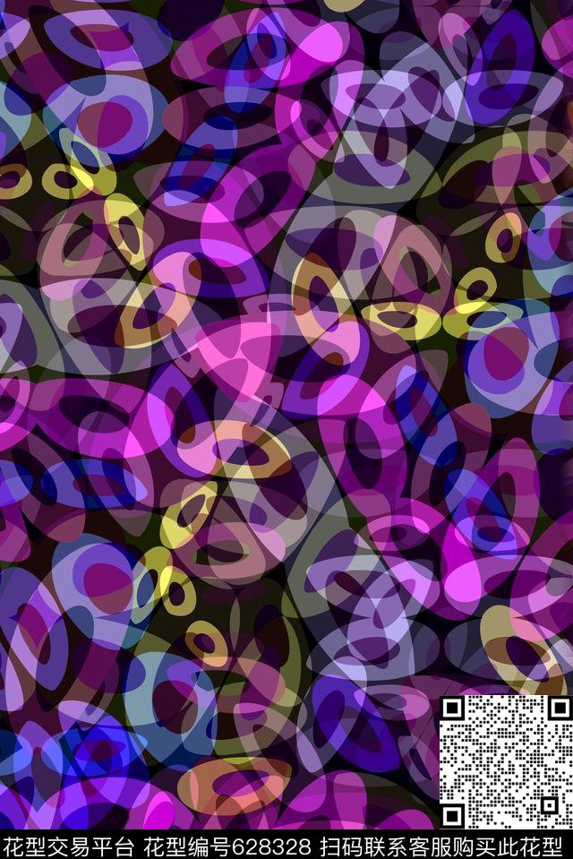 不规则几何波点圆圈数码印花华亿平台下载（图片编号: 628328） - 瓦栏（Walan）