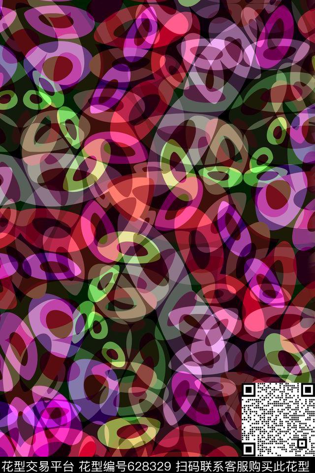 不规则几何波点圆圈数码印花华亿平台下载（图片编号: 628329） - 瓦栏（Walan）