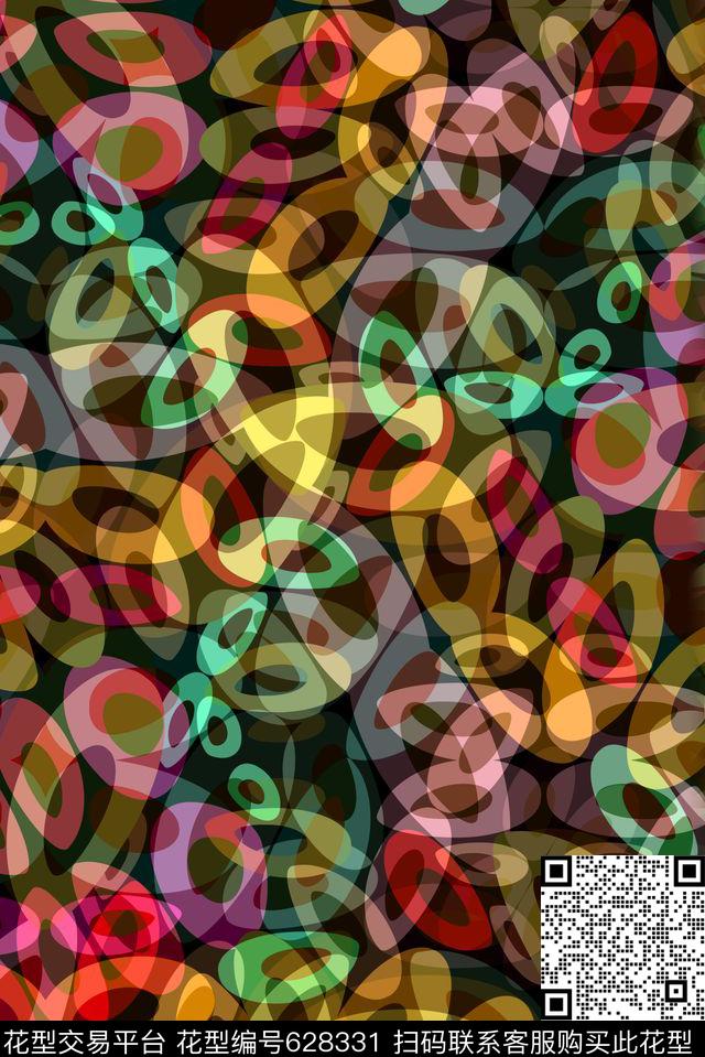不规则几何波点圆圈数码印花华亿平台下载（图片编号: 628331） - 瓦栏（Walan）