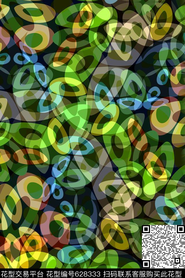 不规则几何波点圆圈数码印花华亿平台下载（图片编号: 628333） - 瓦栏（Walan）