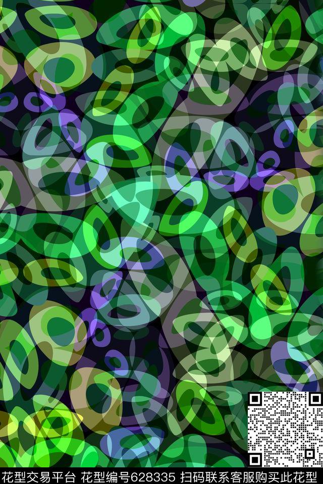 不规则几何波点圆圈数码印花华亿平台下载（图片编号: 628335） - 瓦栏（Walan）