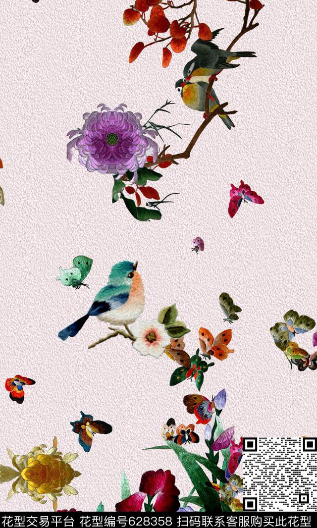 面料花花鸟花卉数码印花华亿平台下载（图片编号: 628358） - 瓦栏（Walan）