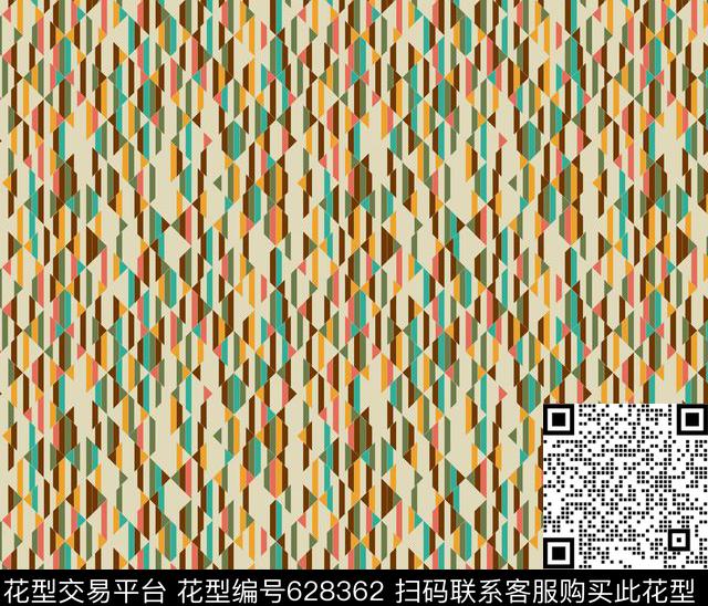 光学（optical）底纹方格叠加传统印花华亿平台下载（图片编号: 628362） - 瓦栏（Walan）