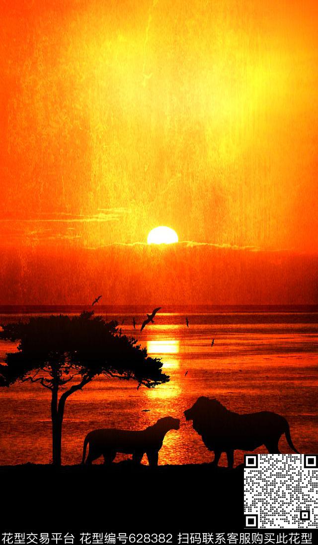 风景动物狮子数码印花华亿平台下载（图片编号: 628382） - 瓦栏（Walan）
