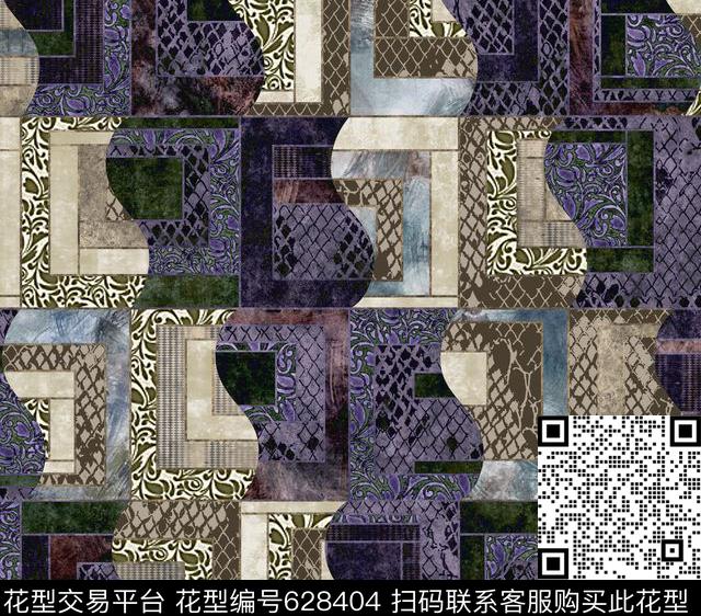 抽象方格叠加数码印花华亿平台下载（图片编号: 628404） - 瓦栏（Walan）