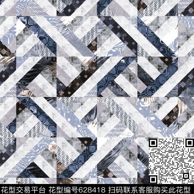 几何多重纹理渗透数码印花华亿平台下载（图片编号: 628418） - 瓦栏（Walan）
