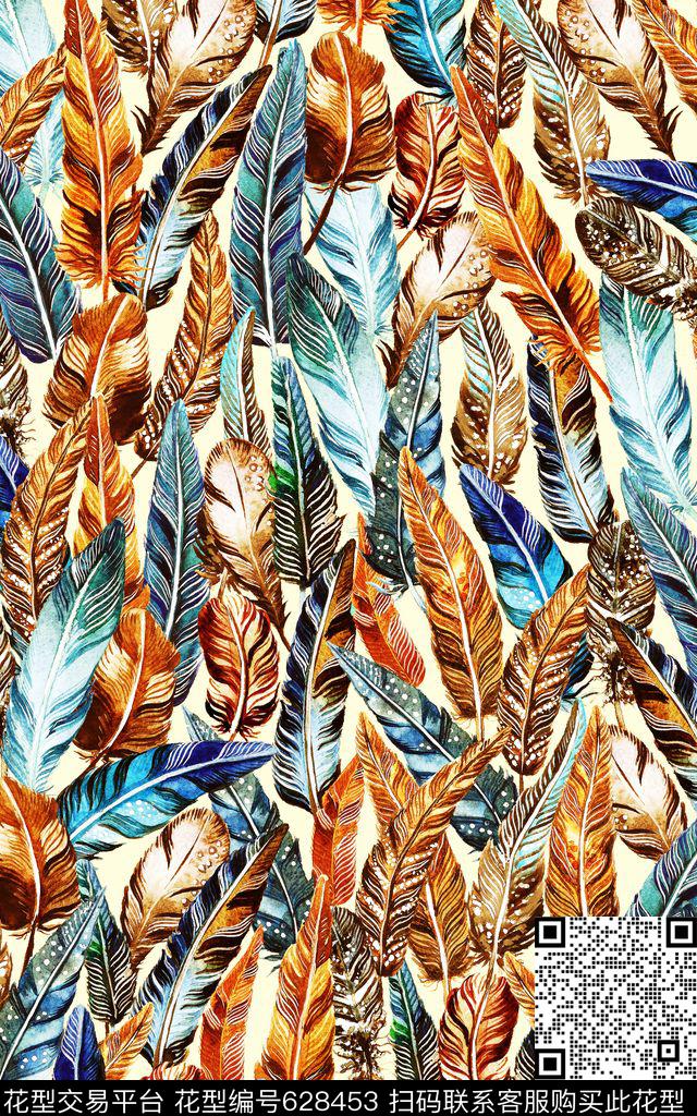 羽绒羽毛炫彩数码印花华亿平台下载（图片编号: 628453） - 瓦栏（Walan）