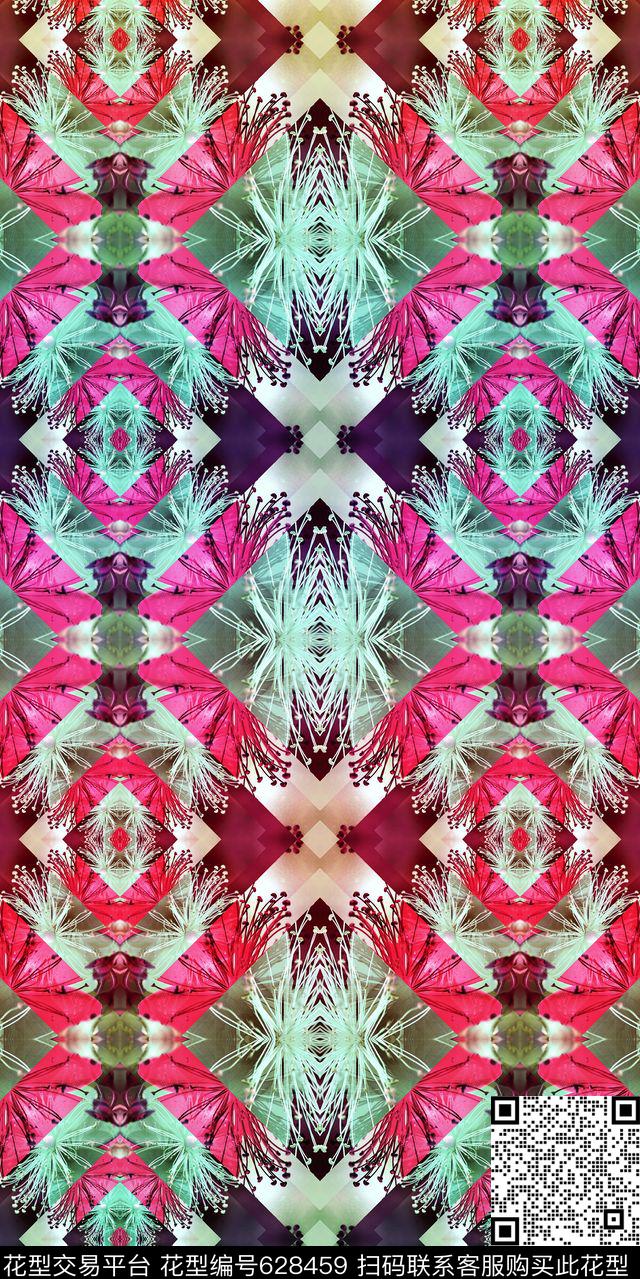 抽象对称、渐变色数码印花华亿平台下载（图片编号: 628459） - 瓦栏（Walan）