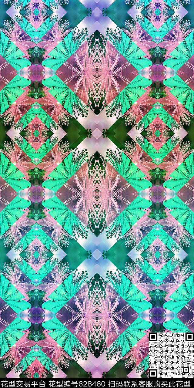 抽象对称、渐变色数码印花华亿平台下载（图片编号: 628460） - 瓦栏（Walan）