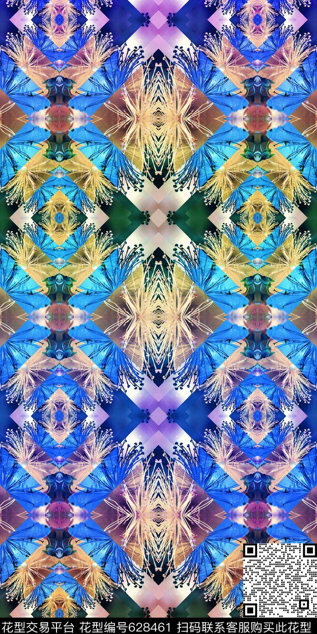 抽象对称、渐变色数码印花华亿平台下载（图片编号: 628461） - 瓦栏（Walan）